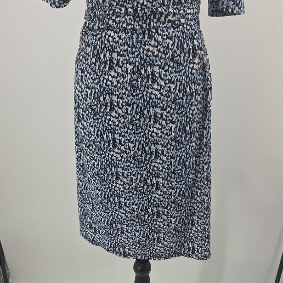 Ann Taylor Blue, Black and White Midi Wrap Dress - Picture 12 of 16